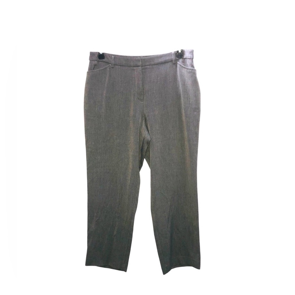 Apt 9 Women’s Herringbone Gray Dress Pants Pockets Size 16P Trouser Straight Leg